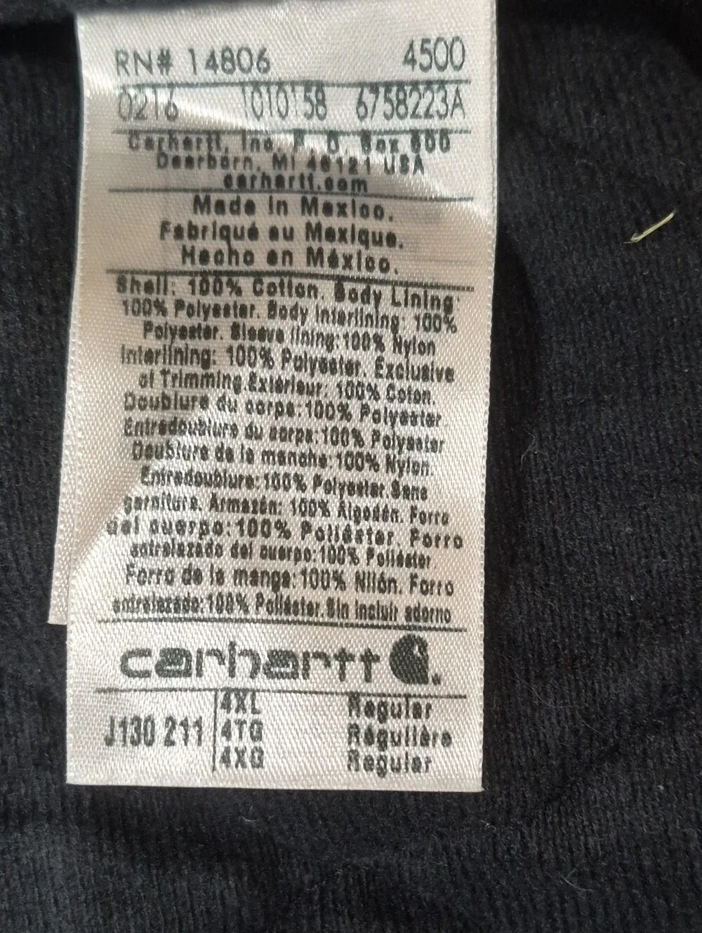 Carhartt J130 Men’s Brown Hooded Duck Quilted Active Workwear Jacket 4XL
